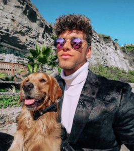 nate garner with his pet dog