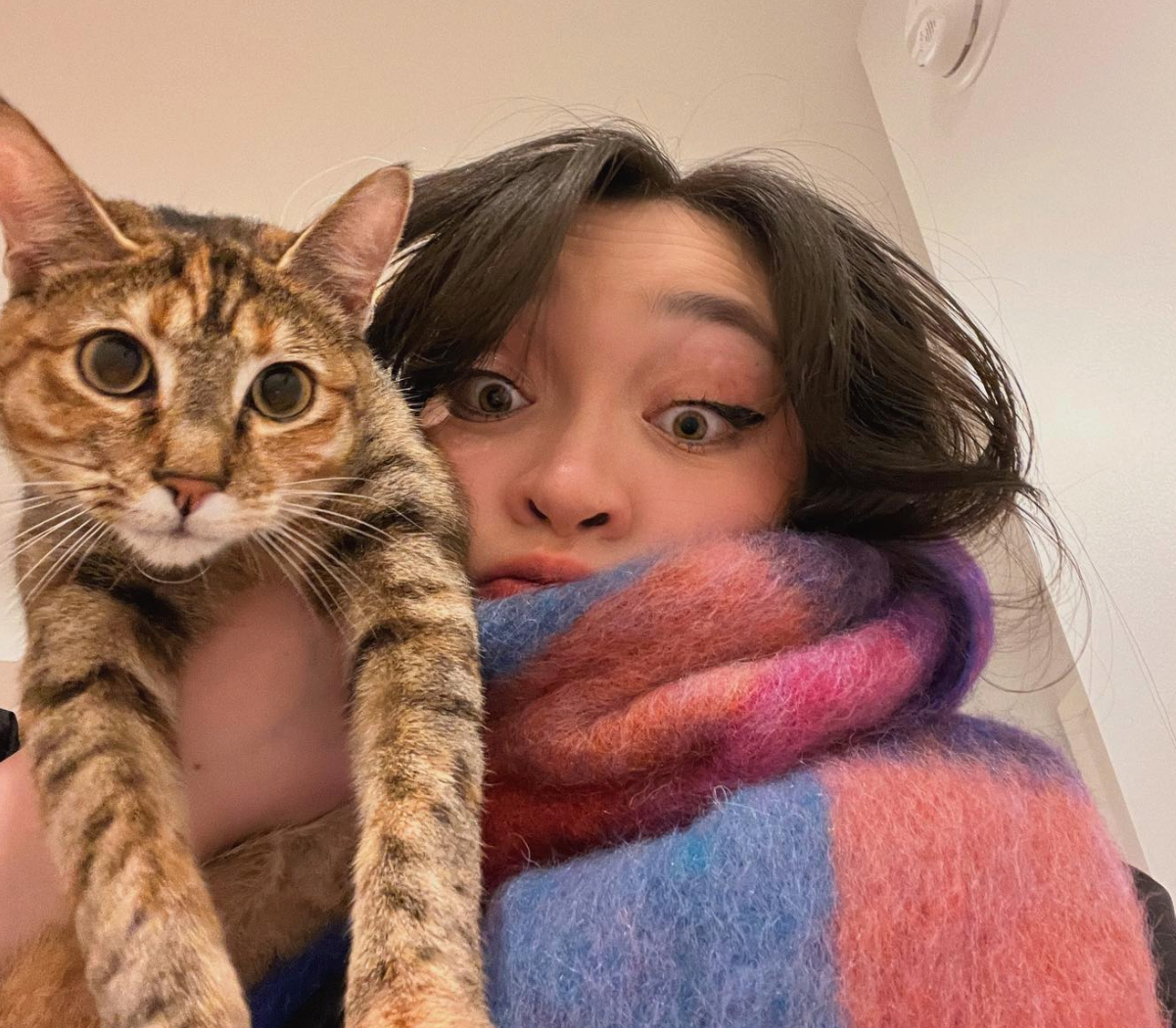 Maia with her pet cat