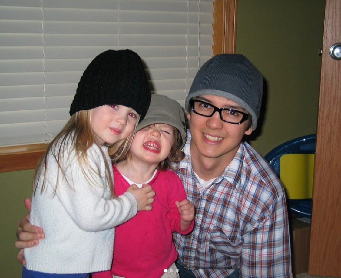 Riley's childhood picture with her father and sister